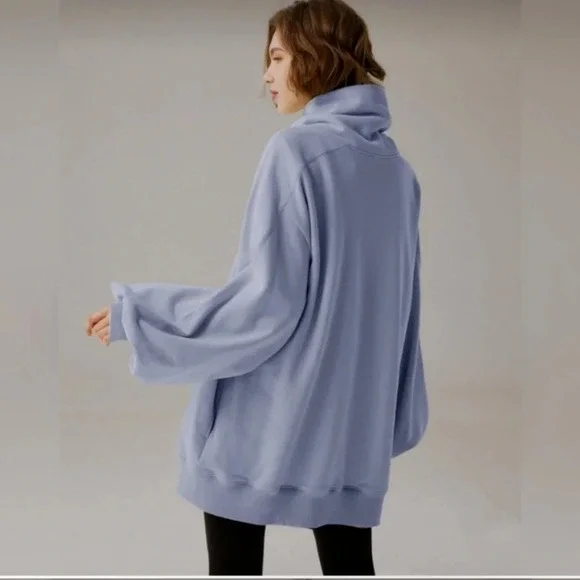 Nap Loungewear Boxy Turtleneck Sweatshirt Women Blue Oversized Long Sleeve Large - Picture 3 of 9